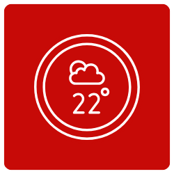 red square with outside air temperature symbol (marked at 22 degrees Celcius)