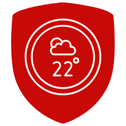 red shield with outside air temperature symbol (marked at 22 degrees Celcius)