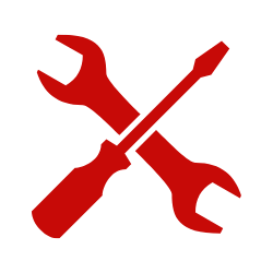 red wrench and screwdriver crossed