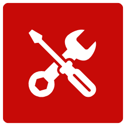 red square with white wrench and screwdriver crossed